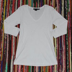 Pendleton White Three-Quarter Sleeve Cotton Top